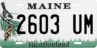 ME license plate 2603UM