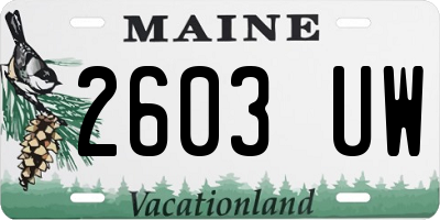 ME license plate 2603UW