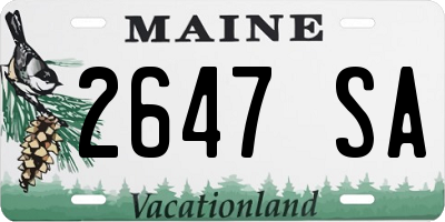 ME license plate 2647SA