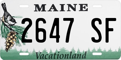 ME license plate 2647SF