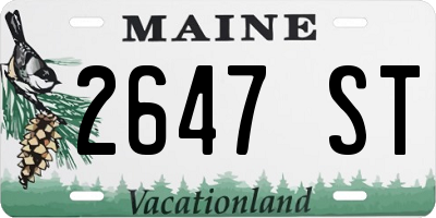ME license plate 2647ST