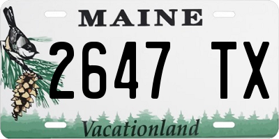 ME license plate 2647TX