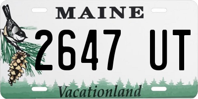 ME license plate 2647UT