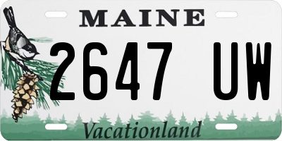 ME license plate 2647UW