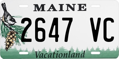 ME license plate 2647VC