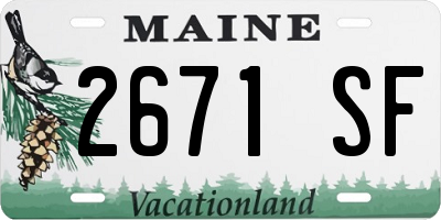 ME license plate 2671SF