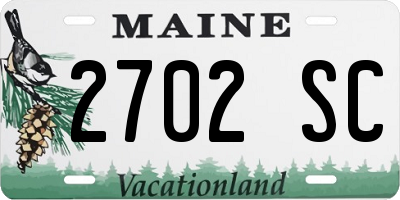 ME license plate 2702SC