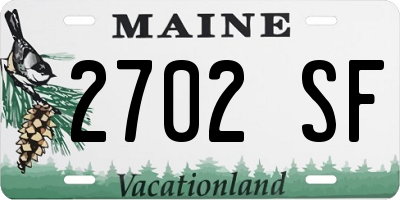 ME license plate 2702SF