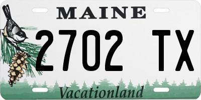 ME license plate 2702TX