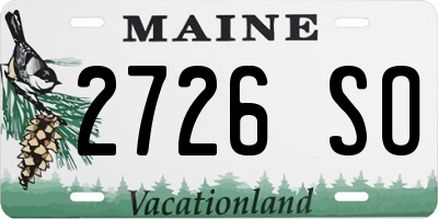 ME license plate 2726SO