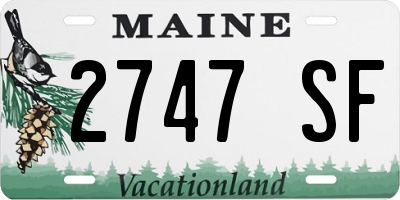 ME license plate 2747SF