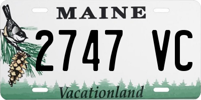 ME license plate 2747VC