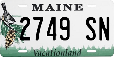 ME license plate 2749SN