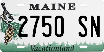 ME license plate 2750SN