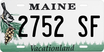 ME license plate 2752SF