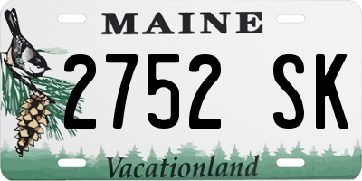 ME license plate 2752SK