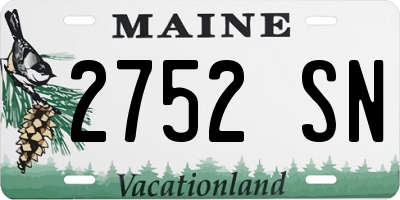 ME license plate 2752SN
