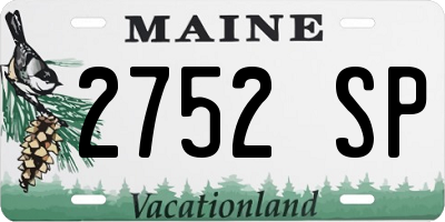 ME license plate 2752SP