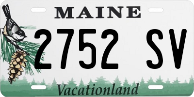 ME license plate 2752SV
