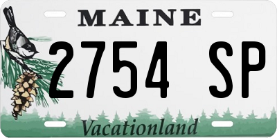 ME license plate 2754SP