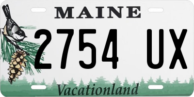 ME license plate 2754UX
