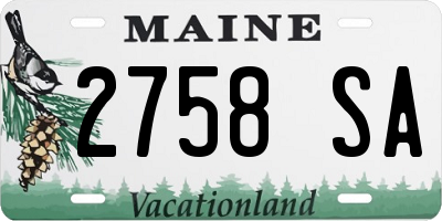 ME license plate 2758SA