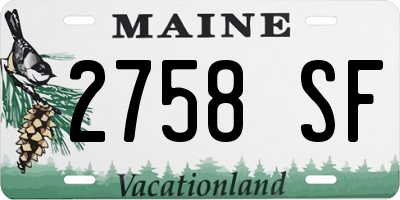 ME license plate 2758SF