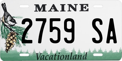 ME license plate 2759SA