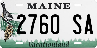 ME license plate 2760SA