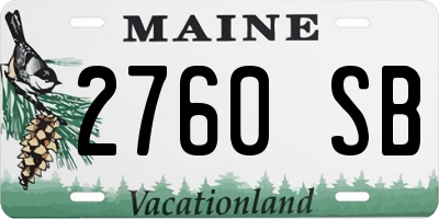 ME license plate 2760SB