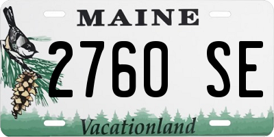 ME license plate 2760SE