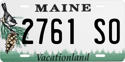 ME license plate 2761SO