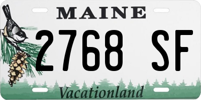 ME license plate 2768SF