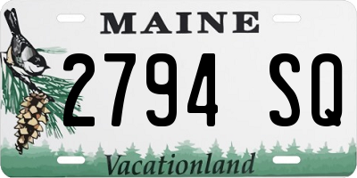 ME license plate 2794SQ