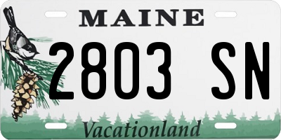 ME license plate 2803SN