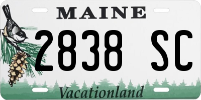 ME license plate 2838SC