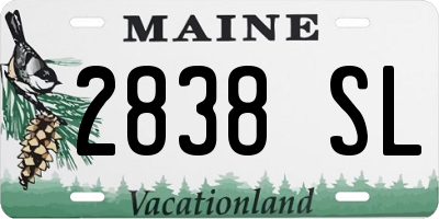 ME license plate 2838SL