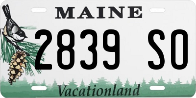 ME license plate 2839SO