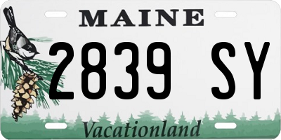 ME license plate 2839SY