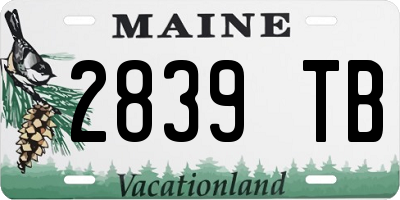 ME license plate 2839TB