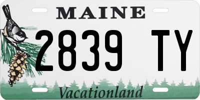 ME license plate 2839TY
