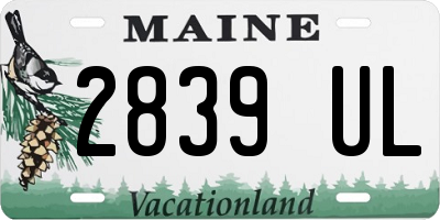 ME license plate 2839UL
