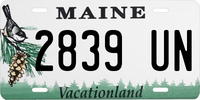 ME license plate 2839UN