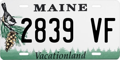 ME license plate 2839VF