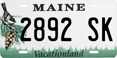 ME license plate 2892SK