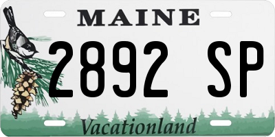 ME license plate 2892SP