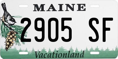 ME license plate 2905SF
