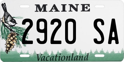 ME license plate 2920SA