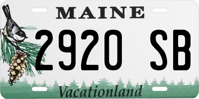 ME license plate 2920SB