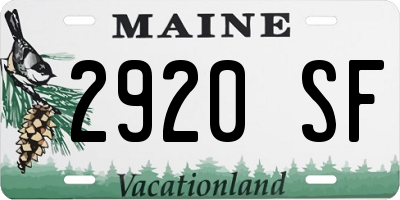 ME license plate 2920SF